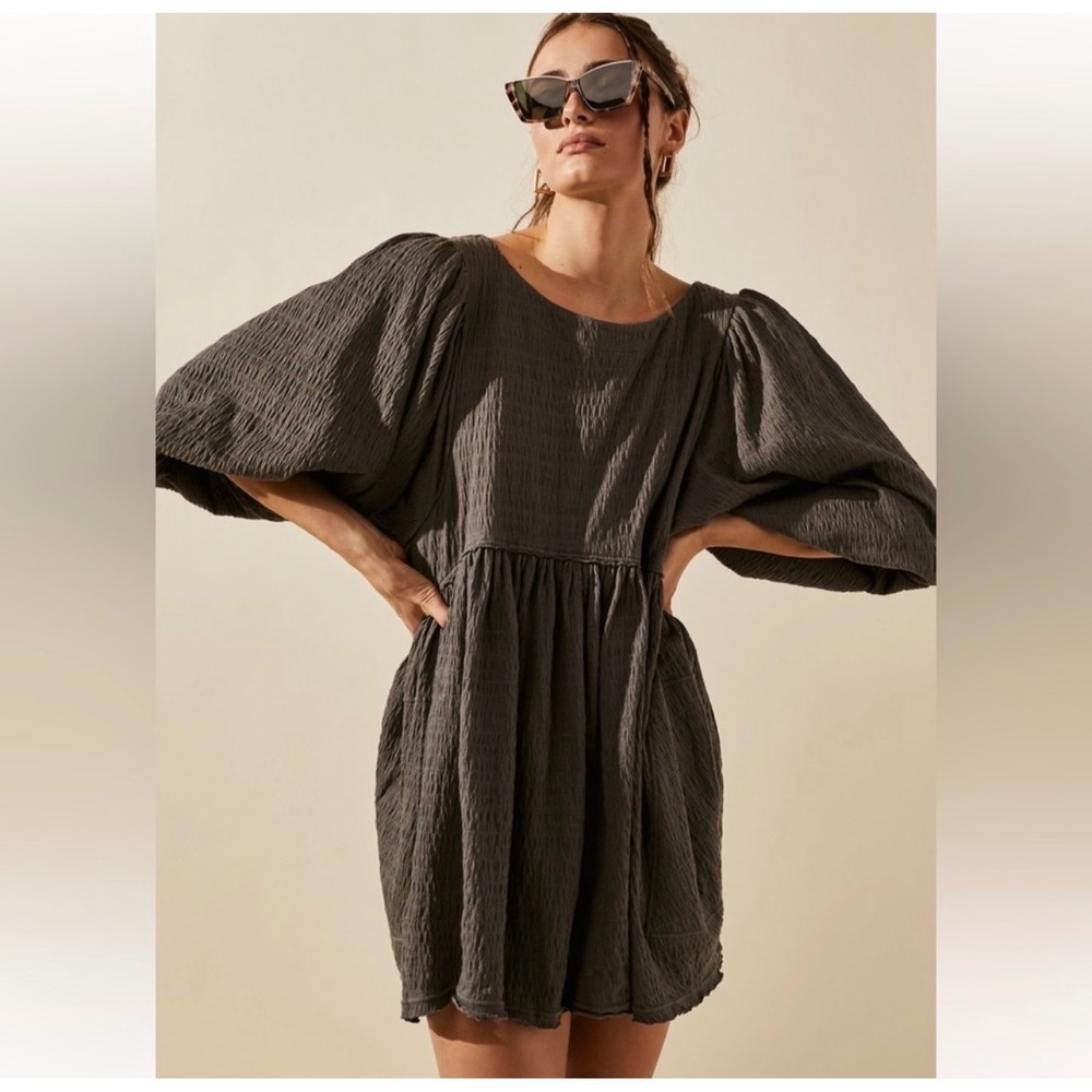 Free People FP Beach Womens Get Obsessed Babydoll Crinkle Gauze Boho Dress Small
